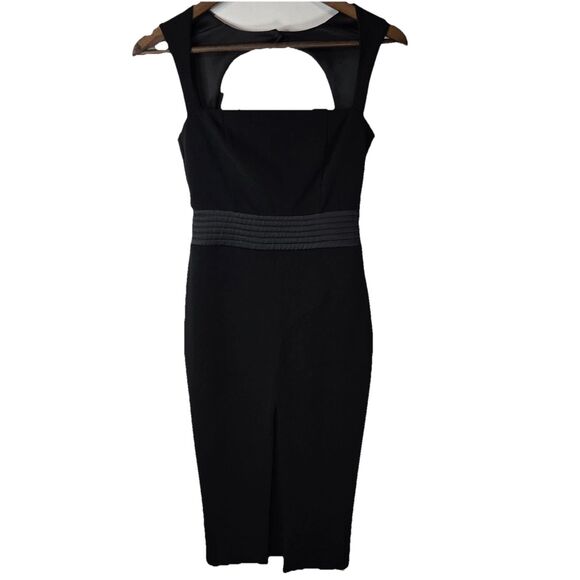 Zhivago  Black Sweetheart Neck Bodycon Front Slit Cocktail Dress 2 - Picture 1 of 10